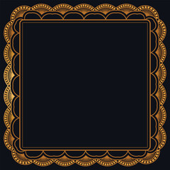 Luxury corner golden rectangle certificate border pattern line photo frame islamic wedding invitation background