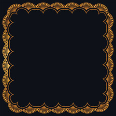 Rectangle golden certificate border pattern line photo frame islamic wedding invitation background with mandala squire frame	
