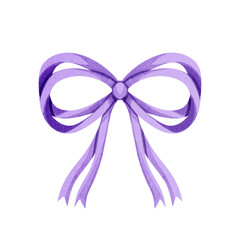 Watercolor purple ribbon bow