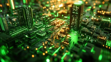 Fototapeta premium Futuristic city circuit board