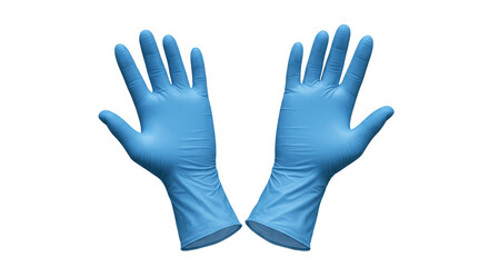 Blue medical gloves isolated on transparent background