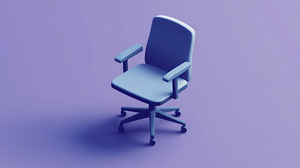 Obraz premium A blue office chair is sitting on a purple background
