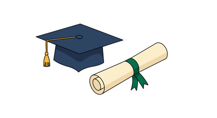 Pixelated Graduation Cap And Certificate Graphic