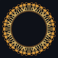 Indian flower mandala art with luxury golden circle frame transparent vintage gold circular pattern	