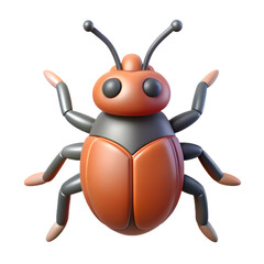Cute 3D Cartoon Ladybug Icon - Isolated Bug Character on Transparent Background

