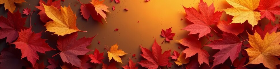 Aesthetic fall foliage backdrop with a variety of leaves in different colors, seasonal, foliage, vibrant