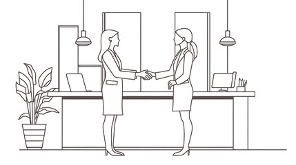 Fototapeta premium Two women shaking hands in a business setting
