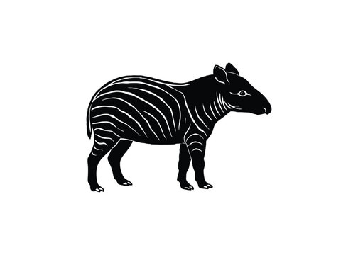 Silhouette of daeodon isolated on a white background