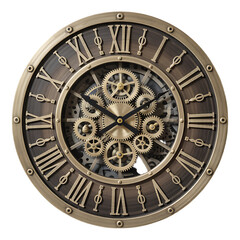 Vintage steampunk style clock with exposed gears.