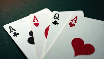 Obraz premium Four aces fanned out, showing intricate details , jack, poker, game