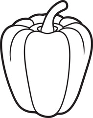 bell pepper line art, black outline, vector and illustration, coloring book page line art drawing