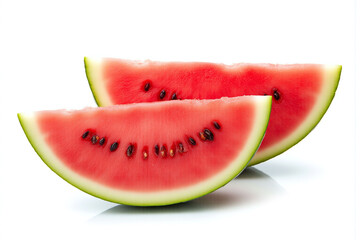 two slices of watermelon on a white background 2