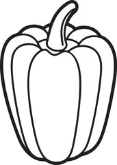 bell pepper line art, black outline, vector and illustration, coloring book page line art drawing