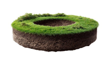 Golf Course Hole Closeup: A close-up shot of a perfectly manicured golf course hole, showcasing the green grass surrounding the sunken cup. The image provides a clear.