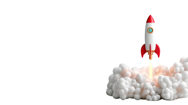 Rocket Ascent: A dynamic image of a rocket launching into the vast expanse, signifying progress, ambition, and breakthrough.