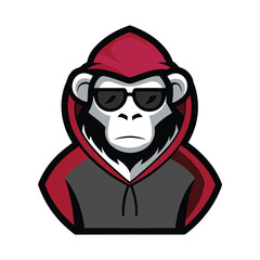 Monkey Mascot Logo Icon with Hoodie and Glasses