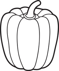 bell pepper line art, black outline, vector and illustration, coloring book page line art drawing