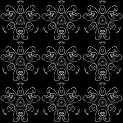 Seamless Black and White Hand-Drawn Floral Pattern. Perfect for fabric, wallpaper, packaging, branding, invitations, and digital projects. The simple monochrome color palette enhances the delicate and
