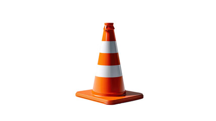Traffic Cone: A classic orange and white striped traffic cone, a symbol of safety and caution, stands isolated, highlighting its essential role in directing traffic and ensuring safety.