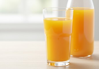 爽やか輝くオレンジジュース ガラス質感