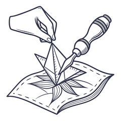 Handcrafting with Chisel on Fabric for Artistic Design

