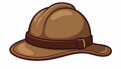 Classic explorer's hat illustration on white background, adventure symbol