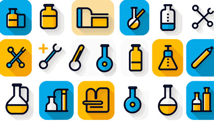 Science_Lab_Equipment_Icons_Set_Chemistry_Biology_Research_Tools_Flasks_Beakers_Wrenches_and_More_Illustrated_in_a_Modern_Flat_Design_Style