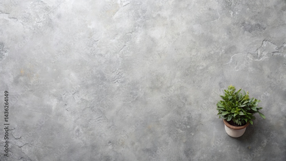 Aufkleber serene plant in a pot on a textured grey surface, ideal for minimalist design backgrounds and projec
