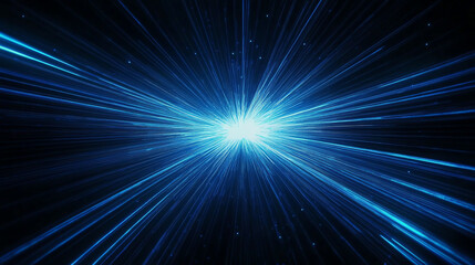 Obraz premium Abstract blue light speed background with glowing lines on a dark tech backdrop. Perfect for futuristic, sci-fi, and digital concepts. High-energy and dynamic visuals