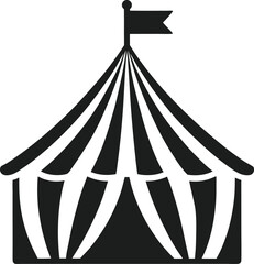 Patriotic Carnival Tent Silhouette Vector, Striped Big Top for USA Party