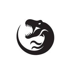 Roaring Dinosaur Silhouette Emblem Vector Art
