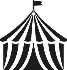 USA Event Carnival Tent Silhouette, Flag on Striped Big Top for Independence Day