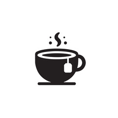 Cup of Tea Minimalist Black Silhouette Illustration