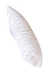 White pillow after use in hotel or resort room isolated in png file format Concept of comfortable and happy sleep in daily life