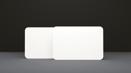 Blank card template mockup with shadows. Blank rounded corner card illustration for mockup on a black background. Business, atm, gift, debit, branding or credit cards mock up for your designs.