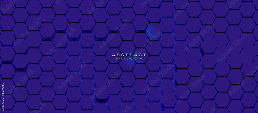 Poster futuristic blue hexagon abstract 3d pattern background