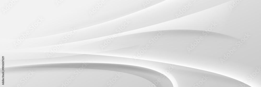 Poster Minimal White Abstract Wave Background with Smooth Curves
