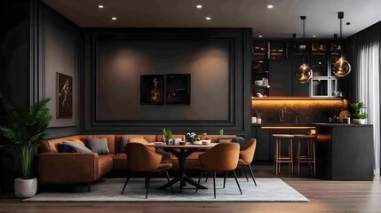 Cozy Modern Apartment with Kitchen and Living Room Design Ideas