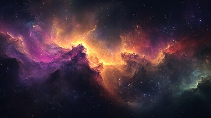 Fototapeta premium Vibrant Nebula in Deep Space with Orange and Purple Hues