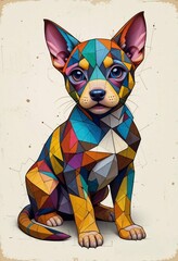 Abstract puppy: a colorful and unique illustration of a chihuahua in a geometric polygonal style.