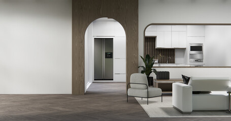 sofa armchair minimalist design muji style.3D rendering