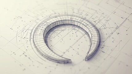 Abstract architectural design on blueprint