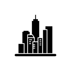 City Skyline with Residential Buildings Black Filled Icon