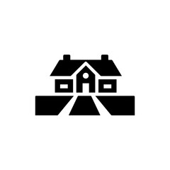 Country Estate with Long Driveway Black Icon