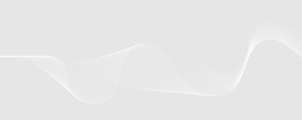 Abstract white and gray background. Abstract linear flowing particles future technology concept abstract wave curve lines banner.  