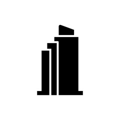 Black Filled Icon of a Skyscraper with Penthouse Suite