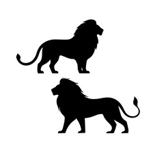 Lion silhouette vector design  black and white.eps