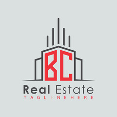 Obraz premium initial monogram logo for real estate with Home and Building shape creative design. 