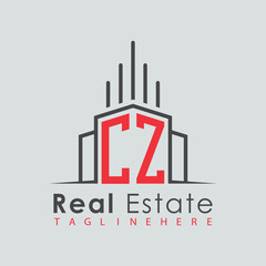 Obraz premium initial monogram logo for real estate with Home and Building shape creative design. 