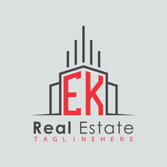Fototapeta premium initial monogram logo for real estate with Home and Building shape creative design. 